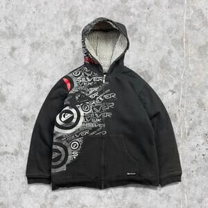 Y2K Sherpa Lined Quiksilver Zip Up Hoodie